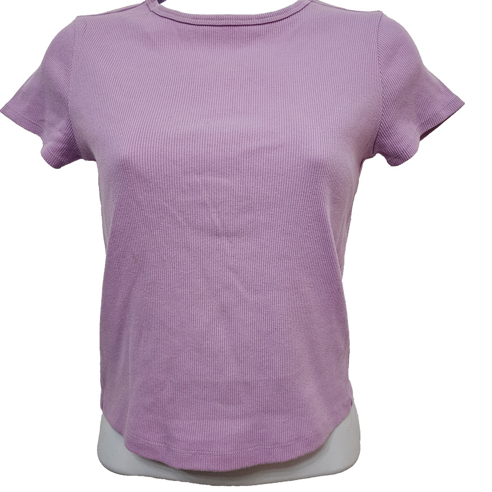 NWT Womens Short Sleeve Top XS Violet Ribbed Baby Tee Soft Girl Casual